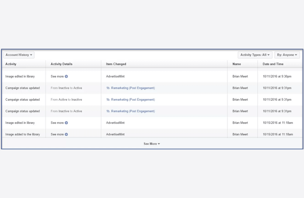 Criteria for evaluating aged Facebook ads accounts