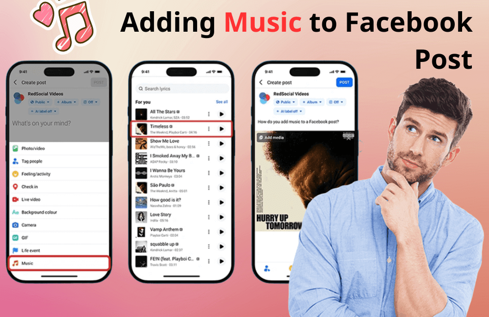 在 Facebook 帖子中添加音乐：照片、视频和文字帖子详解